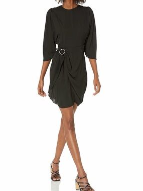 The Kooples Black Mini Dress with Draped Ring Detail